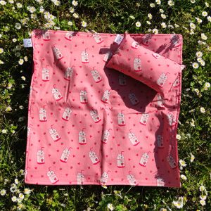 Couverture et son coussin - Milky tissu cretonne tissu polaire ouate