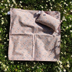 Couverture et son coussin - Chat Licorne tissu cretonne tissu polaire ouate