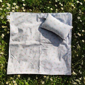 Couverture et son coussin - Glace tissu cretonne tissu polaire ouate