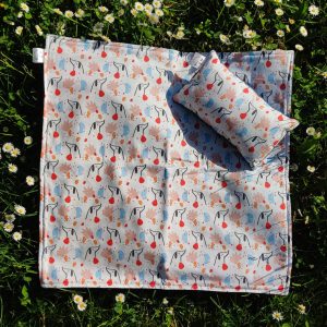 Couverture et son coussin - Chien tissu cretonne tissu polaire ouate