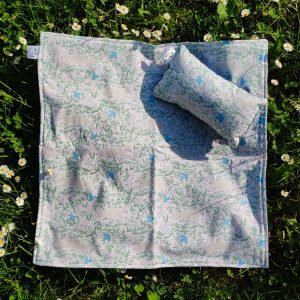 Couverture et son coussin - Lapin tissu cretonne tissu polaire ouate