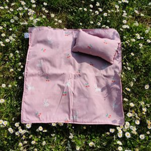 Couverture et son coussin - Cerise tissu cretonne tissu polaire ouate
