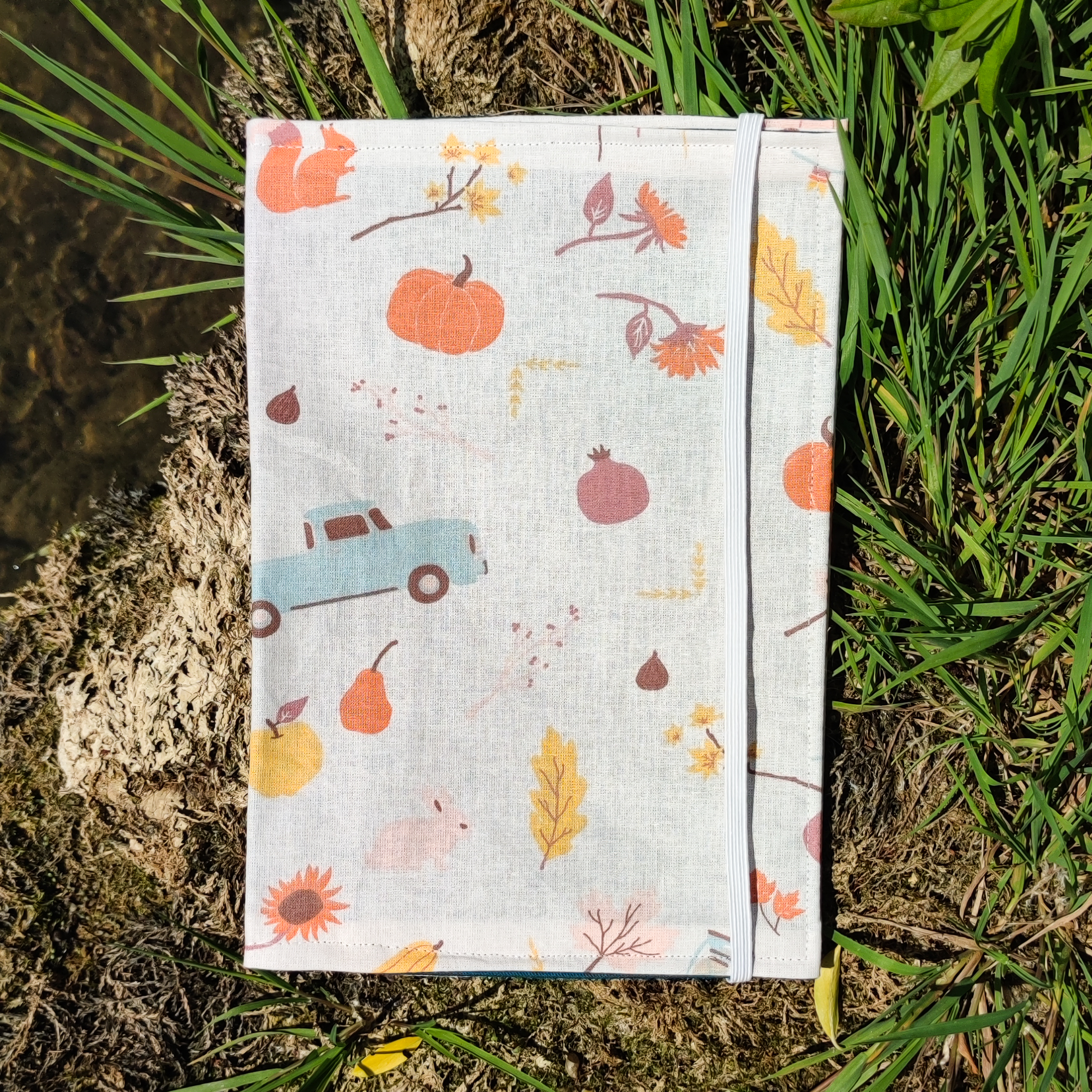 Protège carnet de santé - Automne tissu cretonne tissu rigide élastique