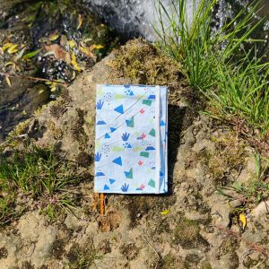 Protège passeport - Géométrique tissu cretonne tissu rigide élastique ruban orange