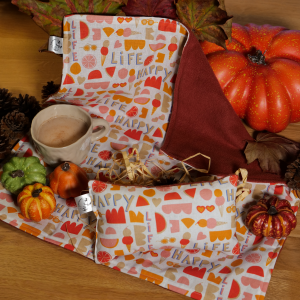 Couverture et son coussin - Summer tissu cretonne tissu polaire terracotta ouate