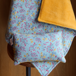 Couverture et son coussin flanelle - Automne vert