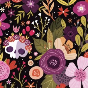 skulls-flowers